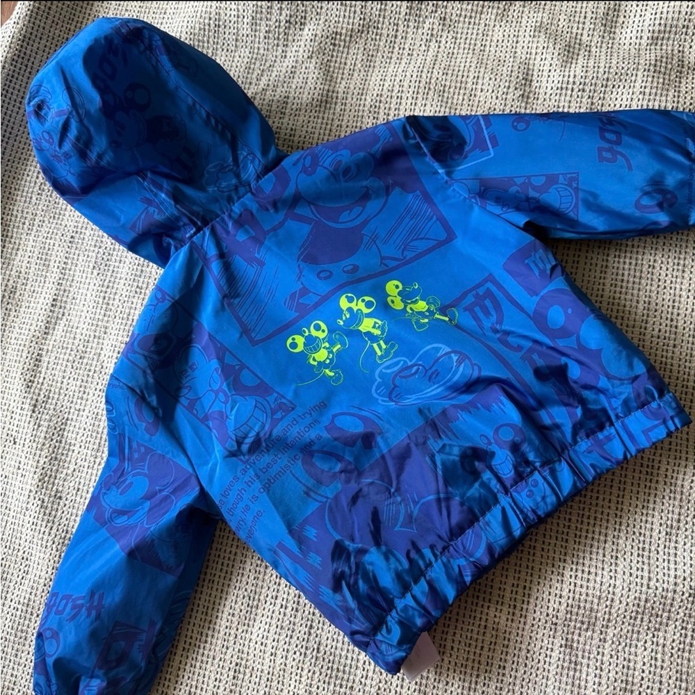 Disney Mickey Mouse Boys Blue Print Hooded Fleece Lined Light Jacket - Picture 2 of 6